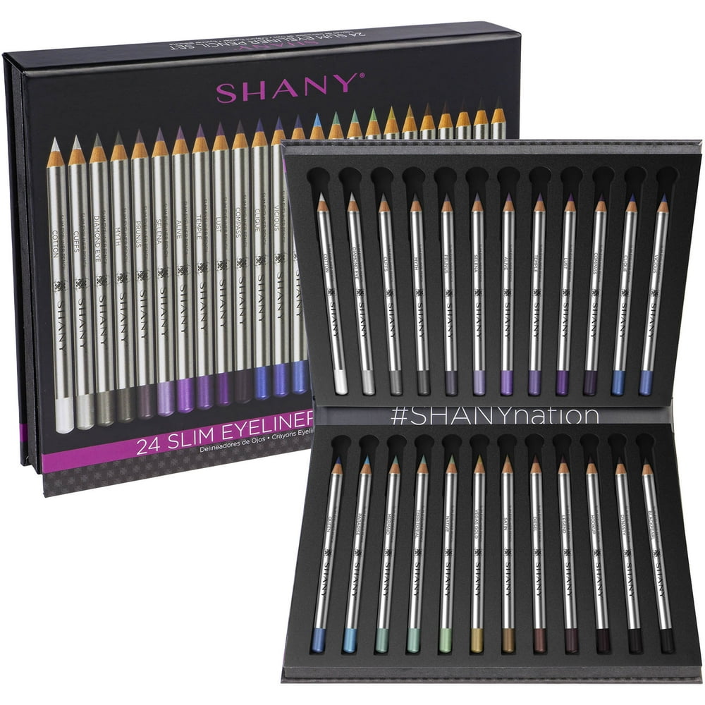 SHANY Slim Eyeliner Pencil Set 24 HighlyPigmented and LongLasting Eye Pencils in Matte and