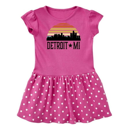 

Inktastic Detroit Michigan Skyline Retro Gift Baby Girl Dress
