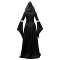 thumbnail image 5 of Dark Mage Hooded Robe for Women Halloween Witch Costume with Flared Sleeves & Fitted Bodice, Gothic Stage Performance Gown for Cosplay Party Black L, 5 of 9