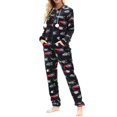 thumbnail image 1 of Mono de mono de franela navideño para mujer, ropa de dormir suave y cálida, de manga larga con capucha y cremallera, pijamas informales, 1 of 4