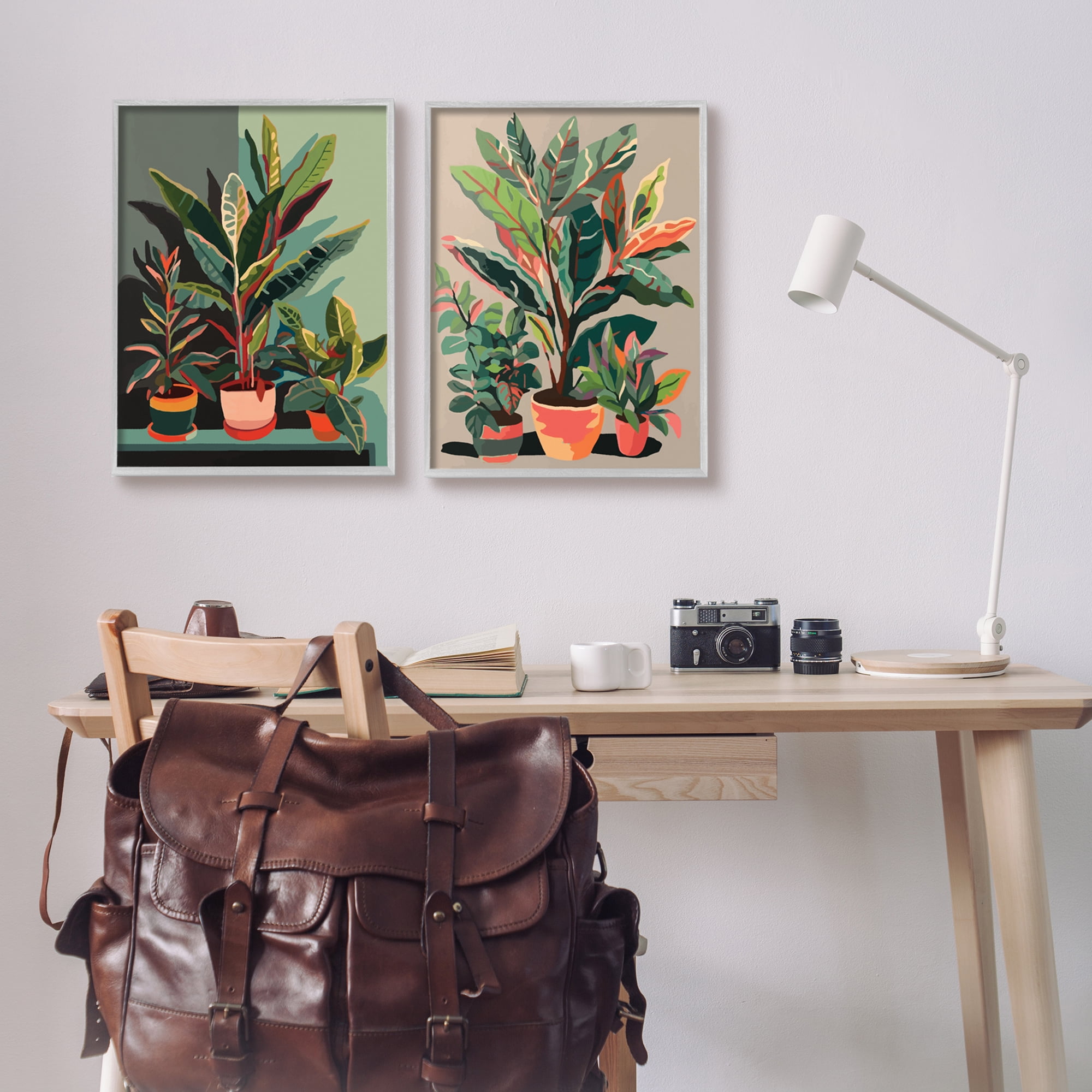 Stupell Industries Various House Plants Botanical & Floral Painting Gray Framed Art Print Wall Art, 16 x 20