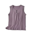 thumbnail image 2 of lmcalzta Womens Pajama Tank Tops Button Crew Neck Soft Sleeveless Tops Summer Loungewear Lightweight Comfy Tshirts, 2 of 7