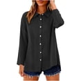 thumbnail image 2 of Neewe Womens Classic Plain Long Sleeve Button Down Shirts Casual Loose Fit Cotton Collared Blouses, 2 of 8