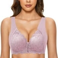 thumbnail image 4 of Ramiter Plus Size Lingerie Bra UnderwearNylonSolid Color Wireless YogaWoman Bra Gathers Big cup Lace Jacquar d Underwear for Women Pink,4XL, 4 of 9