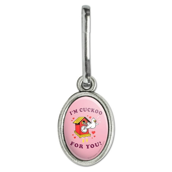 I'm Cuckoo For You Crazy Clock Funny Humor Antiqued Oval Charm Clothes Purse Suitcase Backpack Zipper Pull Aid