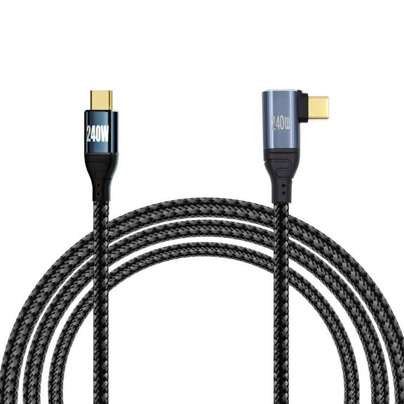 CY 0.5M USB-C 240W Type-C Cable 480Mbps 48V 5A Left Right Angled 90 Degree Compatible with USB2.0 100W Charging for Laptop Tablet Phone