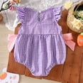 thumbnail image 5 of Hessimy Baby Girl Knit Ruffle Outfit Clothes Ribbed Organic Cotton Solid Color Long Sleeve Romper Clothes(Purple, 5 of 6