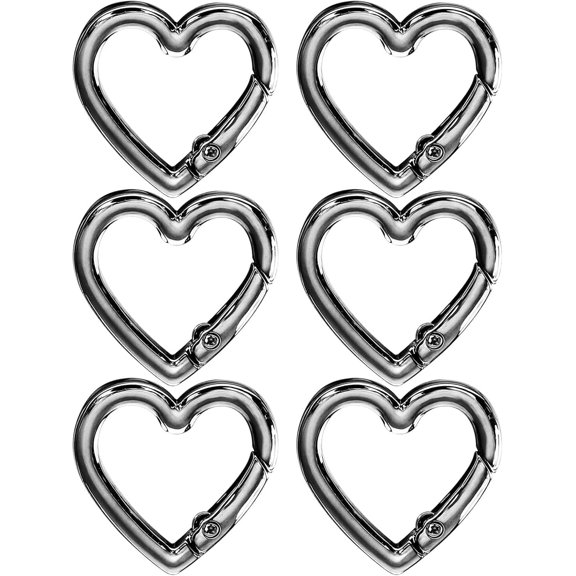 6 Pcs Heart Shaped Key Ring, Heart Shaped Keychain Clip Metal Key Ring for DIY Crafts Spring Snap Clasp Hook for handbag Accessories Bagpack Pursh