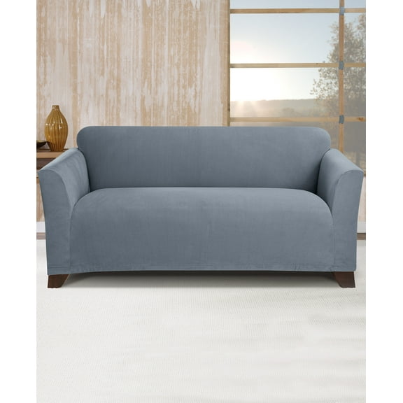 SureFit Stretch Morgan Loveseat Slipcover in Storm Blue with Loveseat Tuck Tight Tool