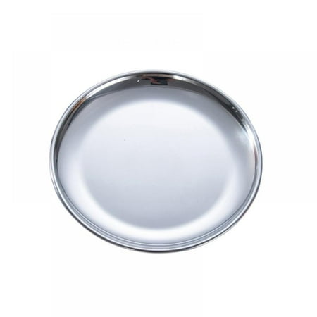 

Silver Round Storage Trays Stainless Steel Metal Presentation Plates Decorative Storage Organizer Serving Tray for Jewelry/Cosmetic/Kitchen Tableware Simple Round Storage Dish