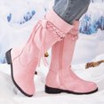 thumbnail image 2 of KPOPLK Big Girls Knee High Western Boots Braided Strap Tassel Low Heel Casual Riding Boots for Little Kids(12.5,Pink), 2 of 9
