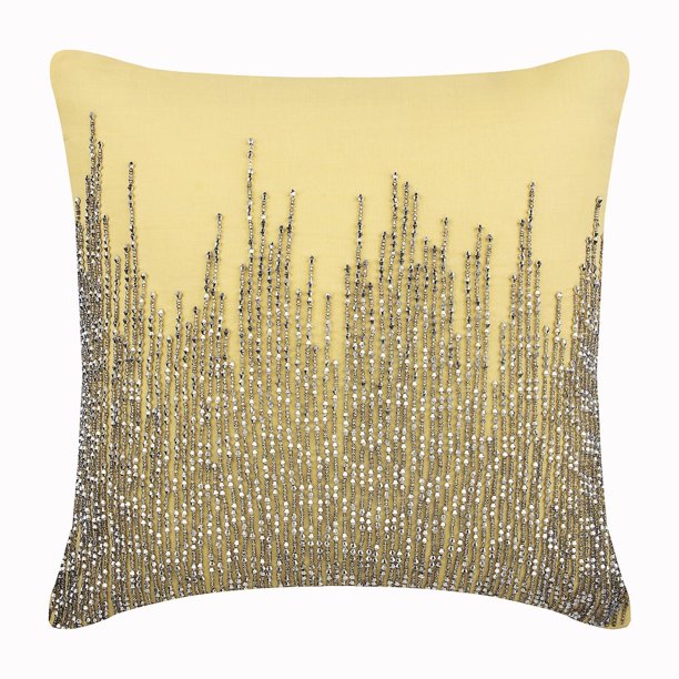 Funda de cojín para silla, fundas de almohada decorativas, fundas de almohada de 35 x 35 cm (14 x 14 pulgadas) amarillas, fundas de almohada decorativas de algodón, fundas de almohada hechas a mano,
