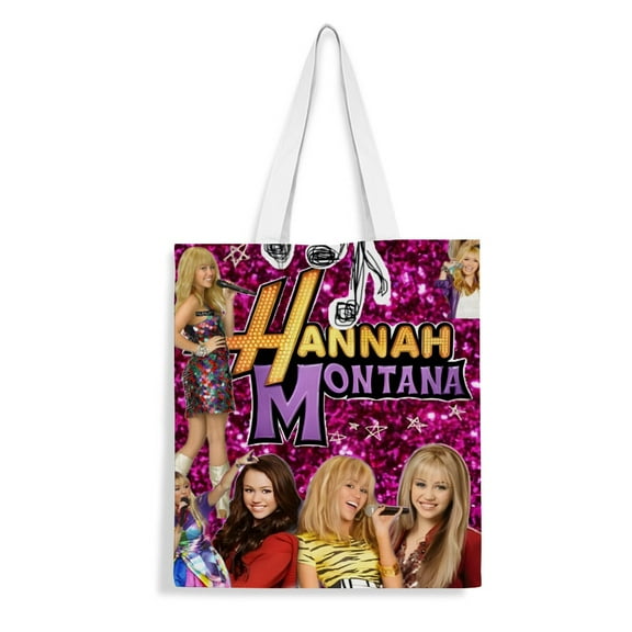 Hannah Montana canvas Tote Bag Handbag: Aesthetic bag designed for women, perfect for grocery shopping. Reusable with an inner zipper, size 13.8 x 15.8 inches (35x40cm).