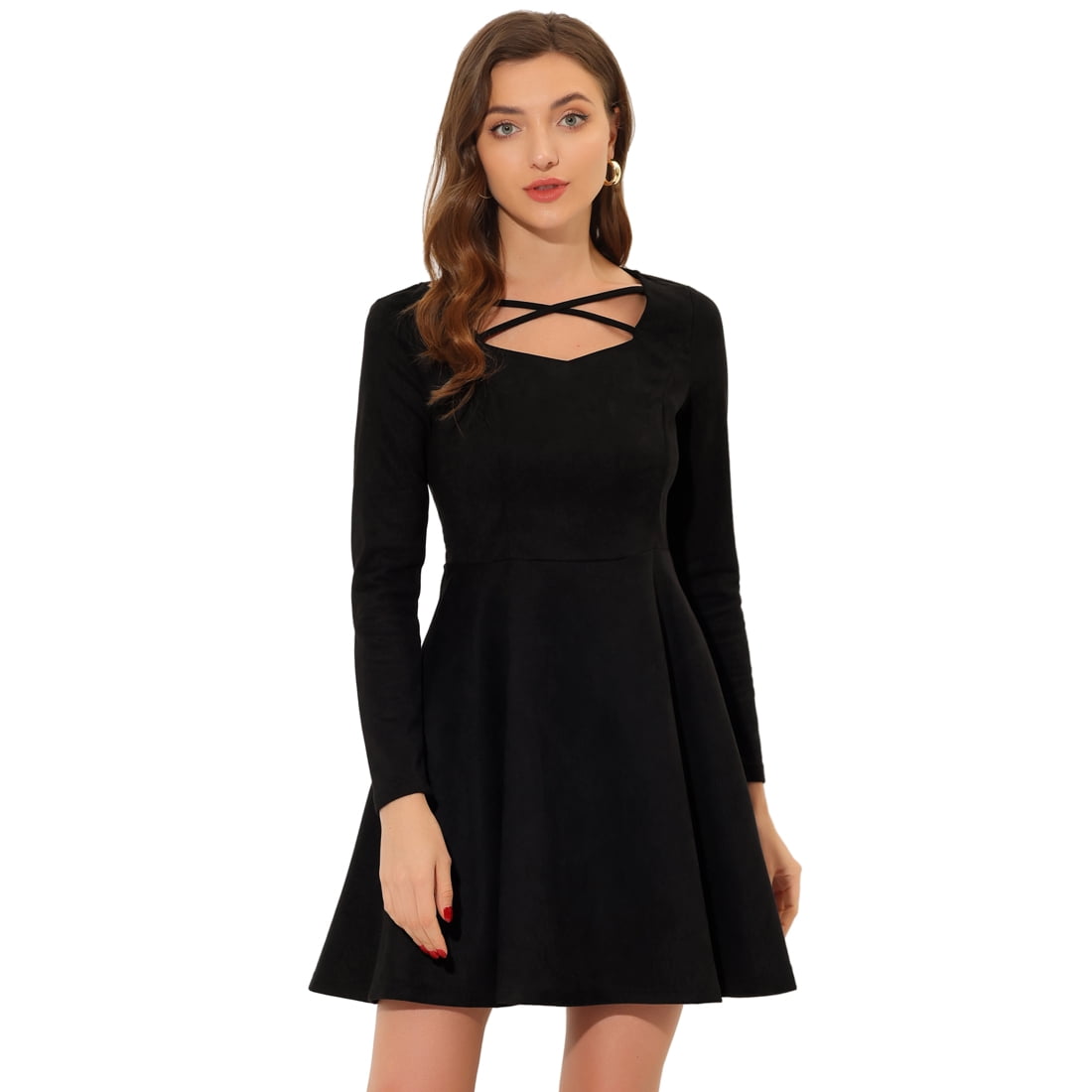 Robe en daim manche longue hotsell