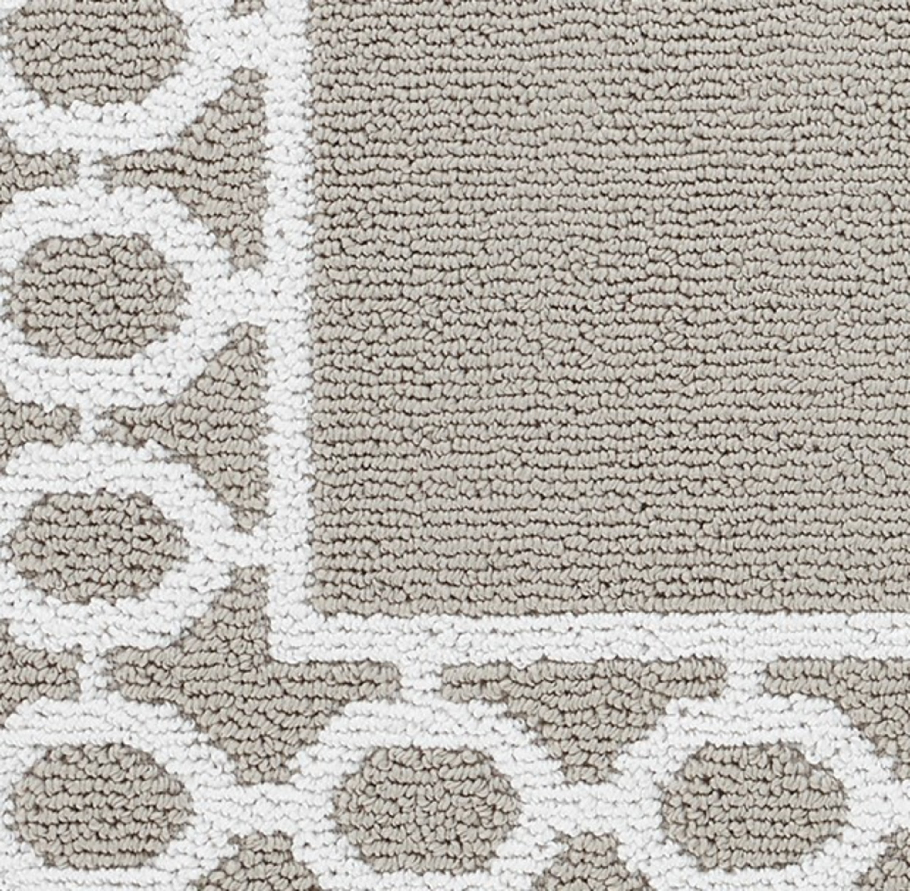 Washable Skid-Resistant Runner Rug, Trellis Border, Light Grey and White, 26" x 45"