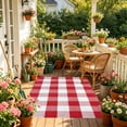 thumbnail image 4 of Christmas Large Plaid Rug Doormat, 19.6x31.5 Inches Hand-woven Red White Plaid Rug Cotton Blend Washable Welcome Mat for Front Door Porch Home Farmhouse Indoor Outdoor Use, 4 of 6