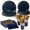 Navy Blue, variant on Black Gold Themed Disposable Dinnerware Kit 168 Count, Disposable Plates, Napkins, Cups and Cutlery, Table Decor for Various Celebration Parties