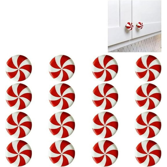 Christmas Acrylic Silicone Red and White Candy Cabinet Knob Covers for a Variety of Kitchen, Living Room, and Bedroom Cabinet knobs
