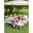 thumbnail image 3 of Outdoor Tablecloth with Umbrella Hole and Zipper, Grey Christmas Snowman Rectangle Table Cloth 60x84 Inch Waterproof Tablecloth, Xmas Truck Tree Snowflake Picnic Table Cover for Patio Camping, 3 of 7