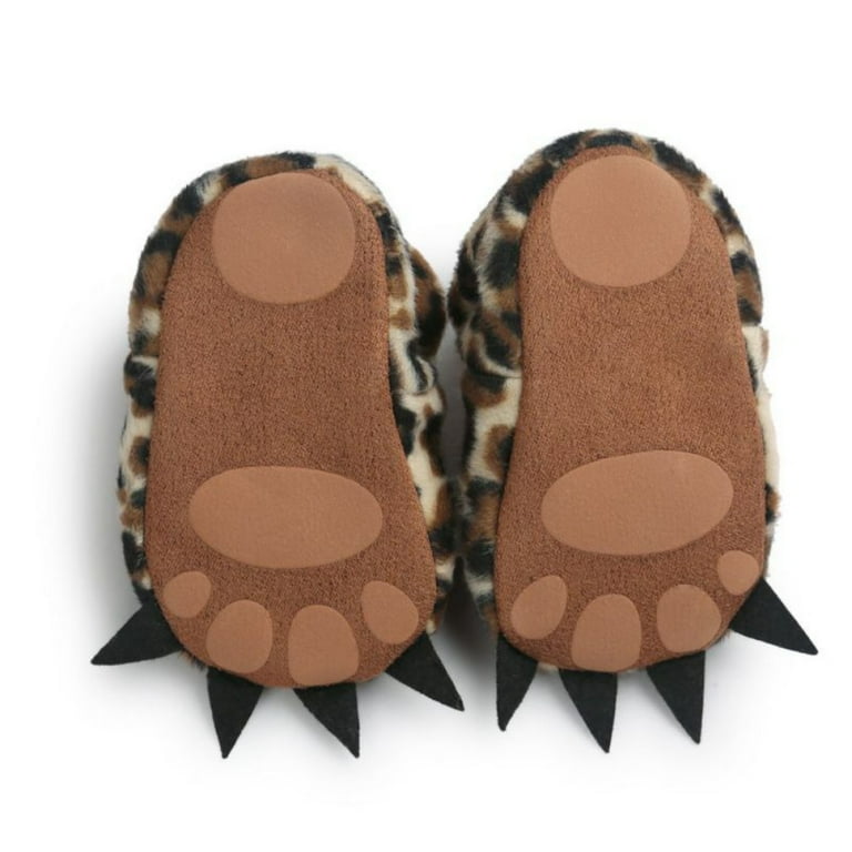 Newborn Leopard Toddler Baby Shoes Bear Paw Soft Sole First Walkers Plush Furry Boots 0 18M Infant Sneaker Non slip Baby Slippers Walmart