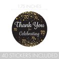 thumbnail image 3 of Distinctivs Black and Gold 70th Birthday Thank You Stickers, 40 Party Favor Labels, 3 of 7