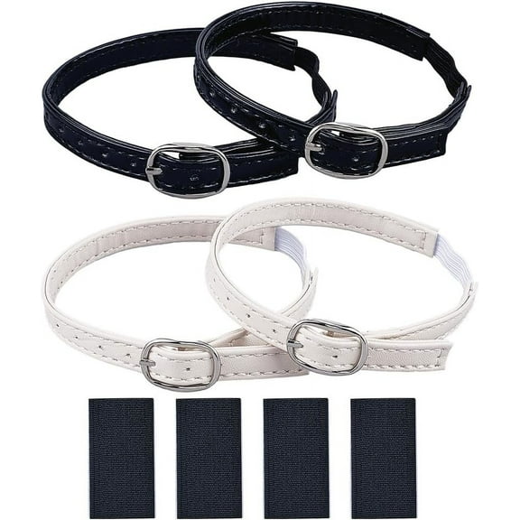 2 Pairs Shoe Straps Detachable Ankle Straps Beige Black High Heel Straps Adjustable Replacement Ankle Straps PU Leather Shoes Belt Shoe Strap with Buckles