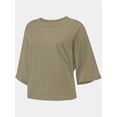 thumbnail image 4 of Women's Oversized Workout Cropped T Shirts Crew Neck Short Sleeve Casual Loose Summer Crop Tee Tops, 4 of 5