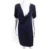 Pre-owned|Escada Womens Jersey Knit Cowl Neck Short Sleeve Draped Dress Purple Size 40