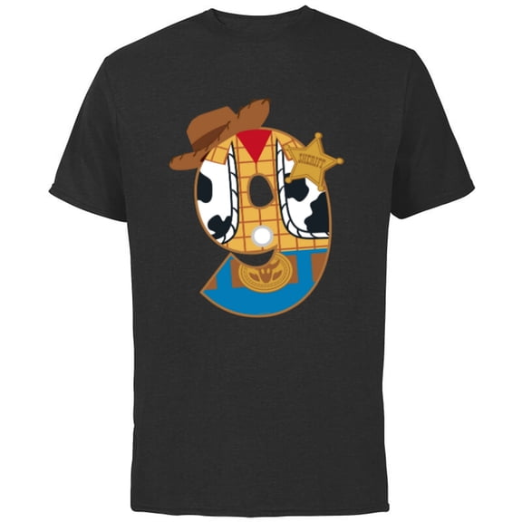 Disney and Pixar’s Toy Story Ninth Birthday 9 Years Old - Short Sleeve Cotton T-Shirt for Adults - Customized-Black