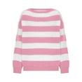 thumbnail image 4 of Zedker Women'S Casual Long Sleeve Round Neck Sweaters, Soft Comfortable Loose Fall Winter Knitted Pullover Tops, Elegant Striped Blouses,Pink,M, 4 of 7