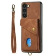 thumbnail image 5 of Nalacover for Samsung S22, Slim Case Wallet with Credit Card Holder, Back Flip Premium Leather Magnetic Clasp Kickstand Wirst Hand Strap Shockproof Cover for Samsung Galaxy S22, Brown, 5 of 7