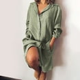 thumbnail image 2 of Holloyiver Women's Loose Double Pocket Long Sleeve Solid Color Cotton Cardigan Dresses S-4XL, 2 of 8
