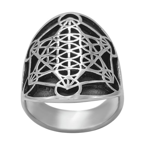 81stgeneration Men's Women's 925 Sterling Silver Metatron's Cube Sacred Geometry Ring