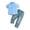 Blue, variant on LYMAYTER Toddler Boys 2 Piece Summer Outfit Baby Infant Lapel Dress Shirt Jeans Demin Pants 9M-6T