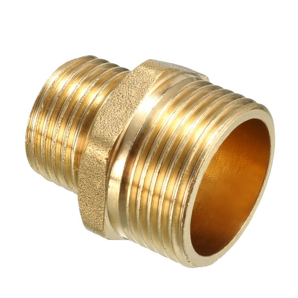Brass Pipe Fitting, Reducing Hex Nipple, 3/4 PT Male x 1/2 PT Male Adapter