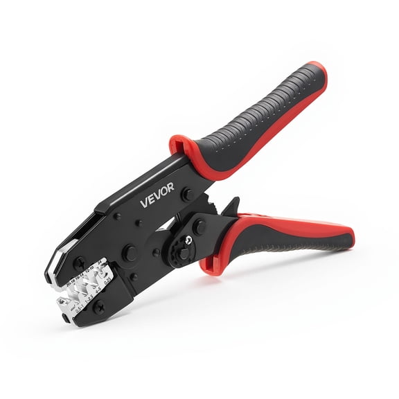 VEVOR Crimping Tool, 24-10 AWG Ratcheting Wire Crimper Tool, Labor-Saving Electrical Terminal Crimp Pliers with Clear Metric & AWG Markings, Quick Release, Adjustable Pressure for Multiple Terminals