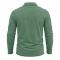 thumbnail image 5 of GrmtClth Casual Daily Wear Lapel Collar Retro Washed Polo Tops, Single Chest Pocket Long Sleeve Regular Fit Vacation Walking Shirts Green M, 5 of 7