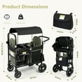 thumbnail image 2 of LINLUX 2 Kids Wagon Stroller, Foldable Outdoor 2-Seat Stroller Wagon, Removable Canopy, 55 Pound, Green, 2 of 9