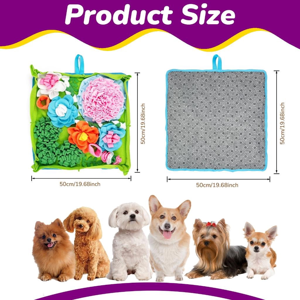 Sniffing Mat for Dog Washable Interactive Feeding Toy Tear Design Snuffle Rug Blanket 50x50cm
