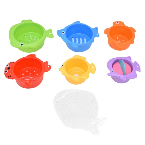 Tazas anidadas para bebés, bloques de construcción de baño apilables para peces, tazas, juguetes, tazas educativas tempranas, juguetes, diseño elevado