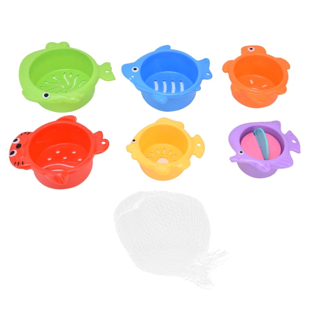 Vasos de baño apilables con forma de pez para bebés, juguetes educativos tempranos para bañeras, juegos de mesa de agua
