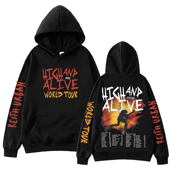 DINGCAI Keith-Urban Inspired 2025 High And Alive Graphic Hoodie - Unisex Pullover Casual Fall/Winter