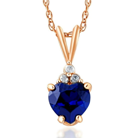 Pompeii 1/2ct Diamond & Blue Sapphire Heart Pendant 10K Rose Gold (G,I1)