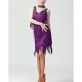 thumbnail image 5 of V Neck Beaded 1920's Flapper Dance Dresses Clothing Vintage Purple, 5 of 5