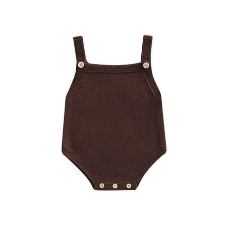 

Dewadbow Newborn Baby Knit Romper Girl Sleeveless Spaghettic Strap One Piece Knitted Jumpsuits Bodysuits
