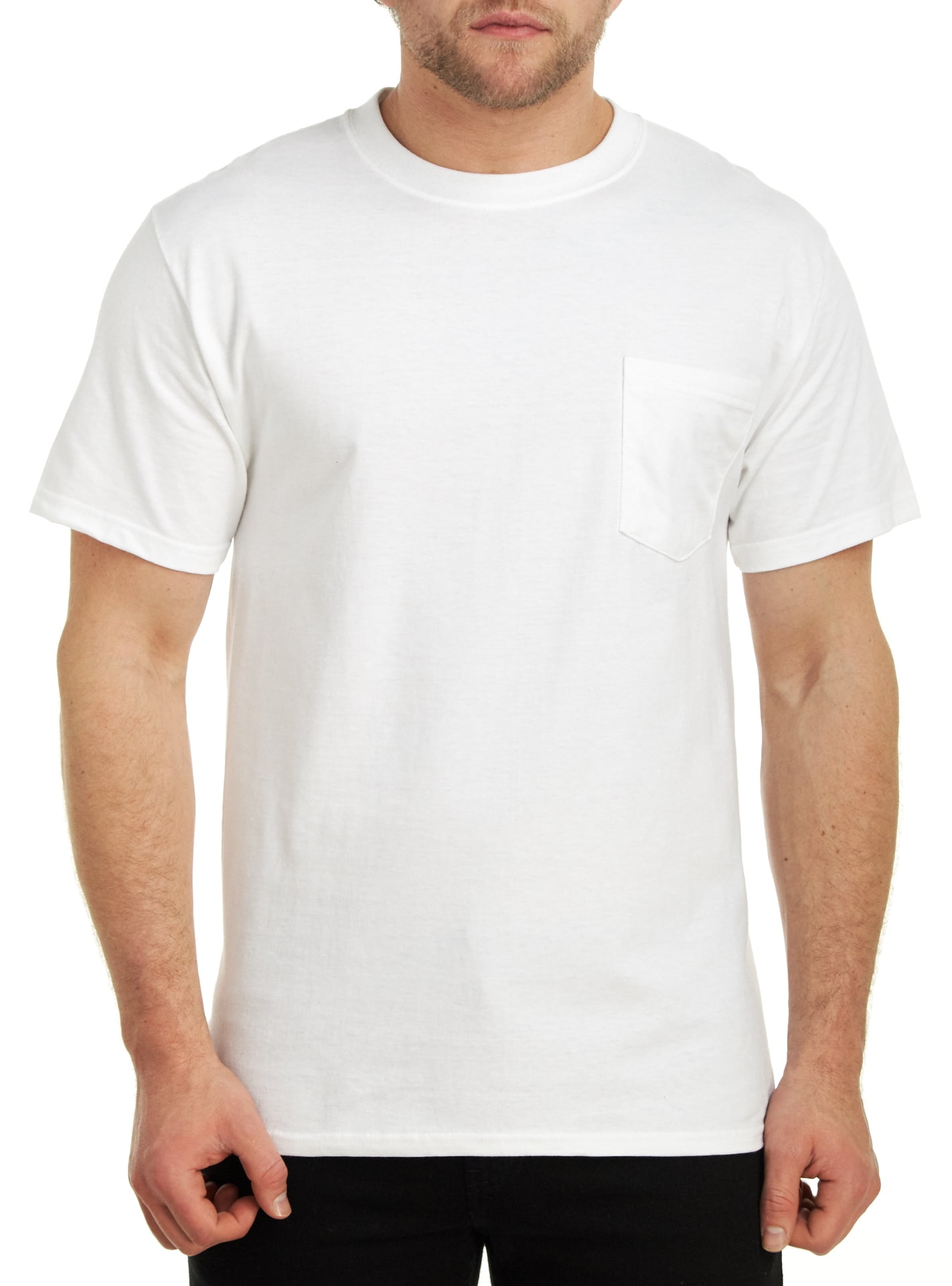 Hanes Men's Short Sleeve Beefy-T Pocket Cotton T-Shirts, White, Large ...