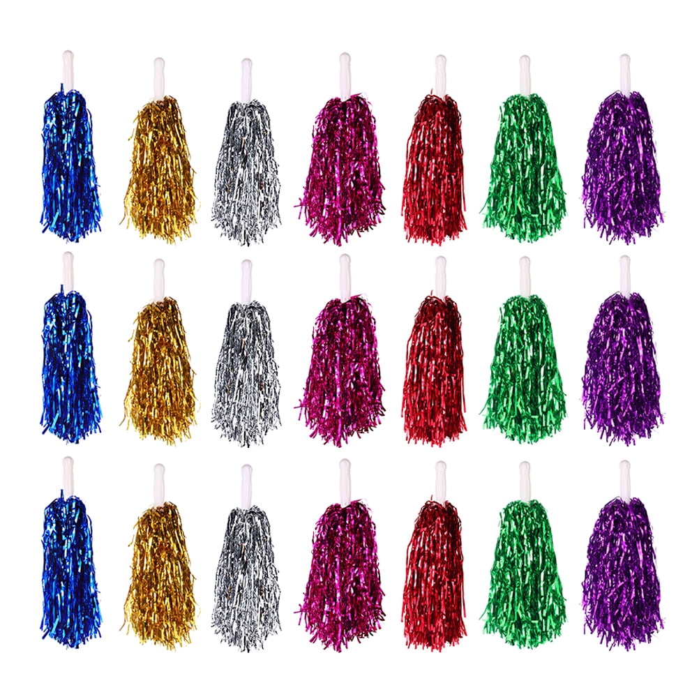 OUNONA 28PCS Cheerleading Pom Poms with Hand Sticks for Party Decor, School Sports, Gymnastics, Dance, and Events