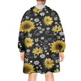 thumbnail image 2 of Black White Bee Heart Sunflower Pattern Wearable Oversized Blanket,Wearable Blanket Hoodie for Adults,Cozy Hooded Blankets with Super Pockets,Super Warm Fuzzy Pullover for Women & Men, 2 of 6