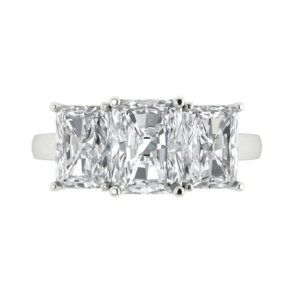Clara Pucci 14K White Gold 4ct WhiteSapphire Three-Stone Ring for Women