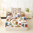 thumbnail image 4 of Homewish Cowboy Boots Twin Sheets,Vintage Sunflower Cactus Bedding,Brown Navy,3-Piece,1 Fitted Sheet and 1 Pillowcase, 4 of 6